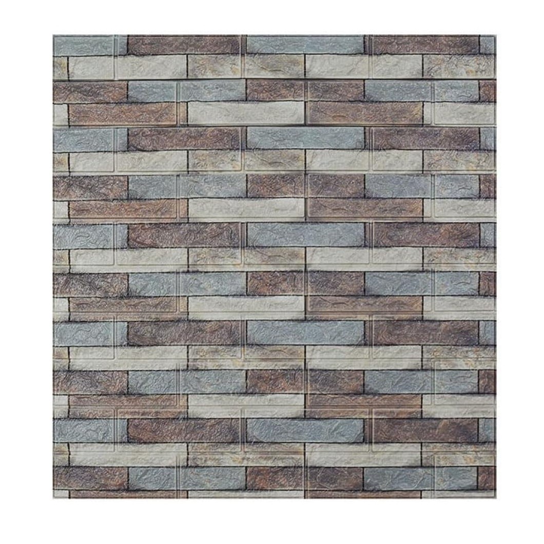 Set 10 Placi Tapet 3D, , 70 x 77 cm, Grosime 3 mm, din Polietilena, Model Caramida, Suprafata acoperita 5.3 mp, Piatra Colorata