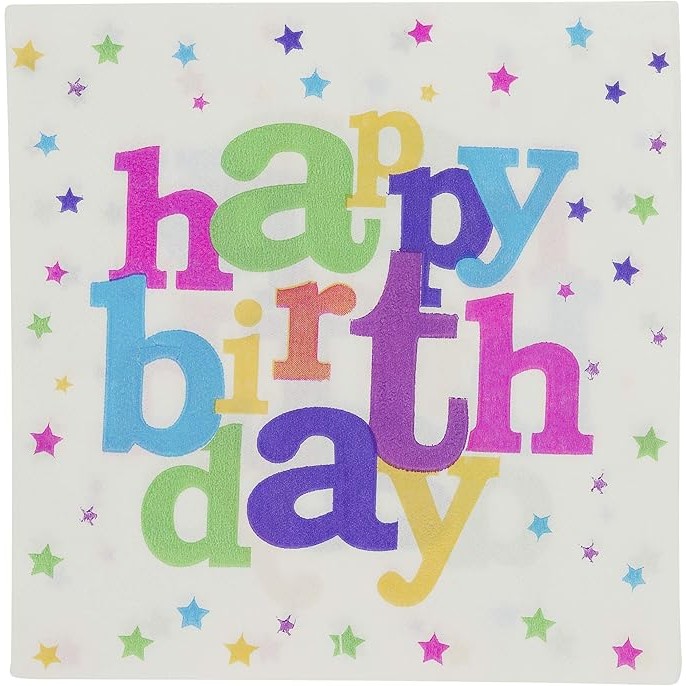 Set 10 Servetele de Masa, , Colectia Happy Birthday, 32 x 32 cm, din Hartie, Multicolor - imagine 3