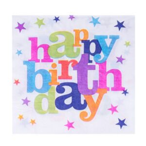 Set 10 Servetele Happy Birthday, , pentru Petrecere, Tematica Aniversare, 33x33 cm, Multicolor
