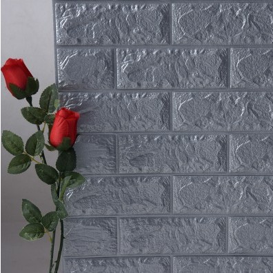 Set 10 Placi de Tapet, , Autoadezive, 70 x 77 cm, 2.5 mm Grosime, Suprafata Acoperita 5.3 mp, din PVC, Model Caramida, Argintiu - imagine 4