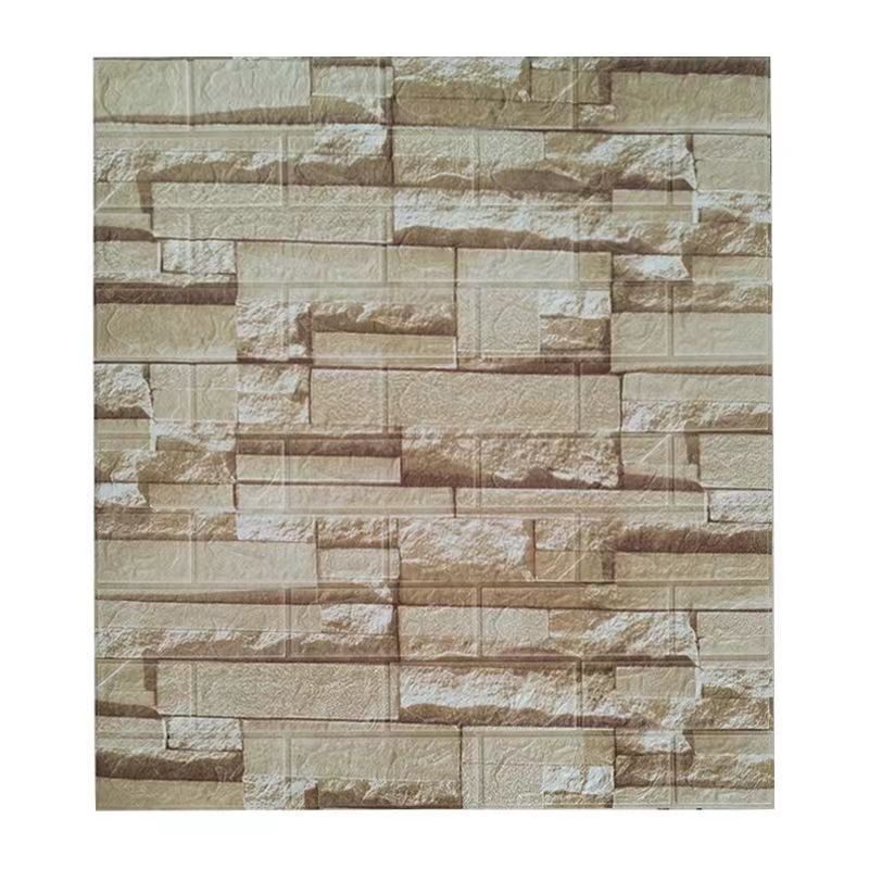 Set 10 Placi de Tapet, , Autoadezive, 70 x 77 cm, 2.5 mm Grosime, Suprafata Acoperita 5.3 mp, din PVC, Model Piatra, Bej