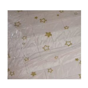 Set 10 Placi de Tapet, , Autoadezive, 70 x 77 cm, Suprafata Acoperita 5.3 mp, din PVC, Model Stelute Aurii, Alb