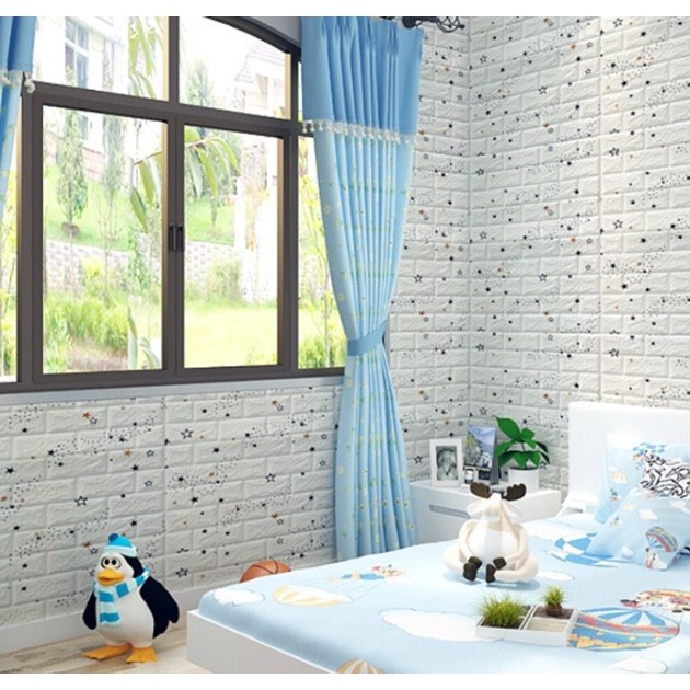 Set 10 Placi de Tapet, , Autoadezive, 70 x 77 cm, Suprafata Acoperita 5.3 mp, din PVC, Model Stelute Curcubeu, Alb - imagine 3
