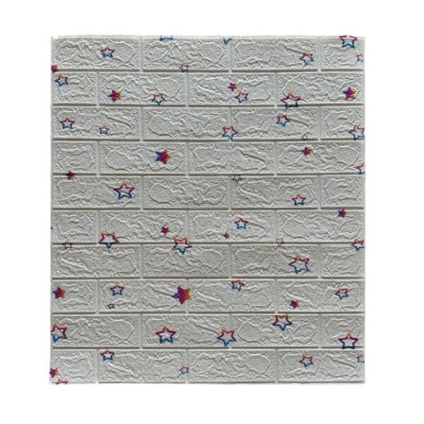 Set 10 Placi de Tapet, , Autoadezive, 70 x 77 cm, Suprafata Acoperita 5.3 mp, din PVC, Model Stelute Curcubeu, Alb