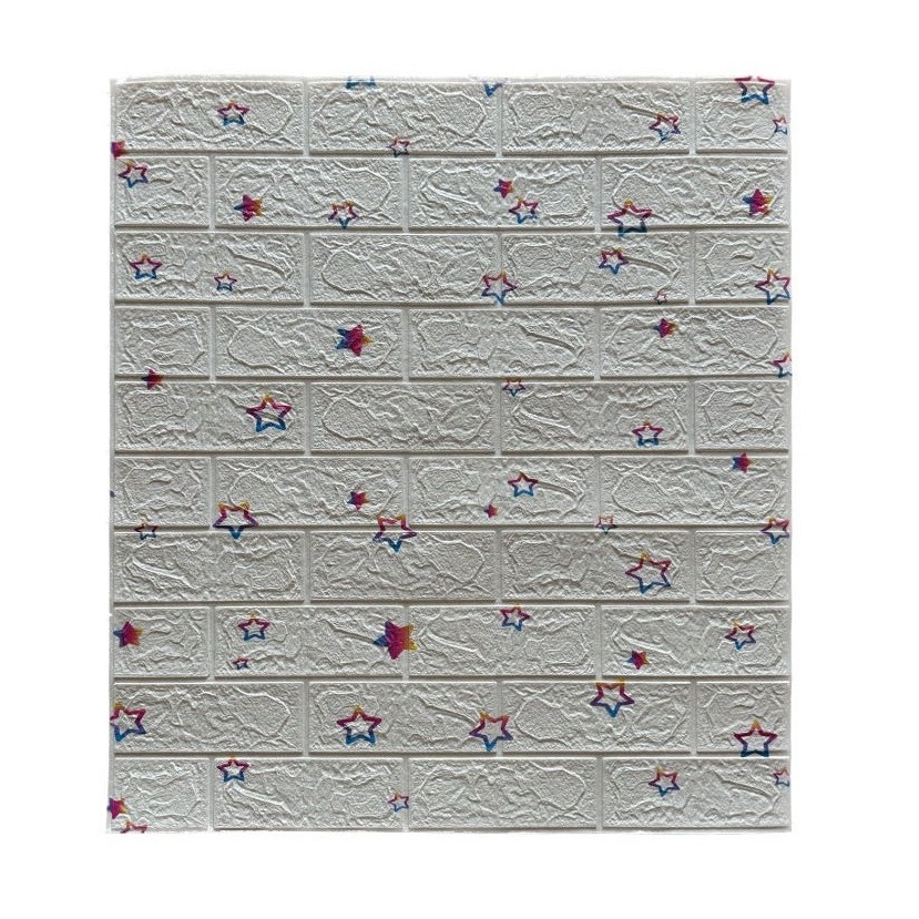 Set 10 Placi de Tapet, , Autoadezive, 70 x 77 cm, Suprafata Acoperita 5.3 mp, din PVC, Model Stelute Curcubeu, Alb