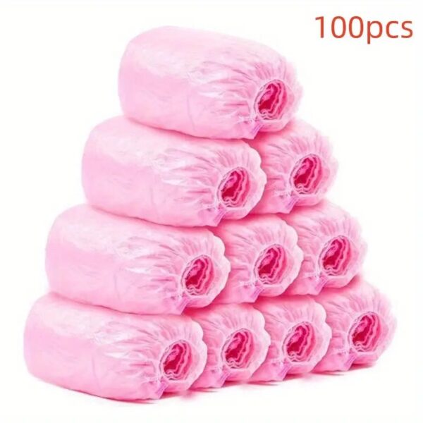 Set 100 Huse de Pantofi Impermeabile de Unica Folosinta, , Universale, Roz, pentru Zile Ploioase - imagine 3