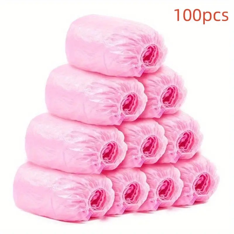 Set 100 Huse de Pantofi Impermeabile de Unica Folosinta, , Universale, Roz, pentru Zile Ploioase - imagine 3