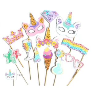 Set 12 Accesorii pentru Petrecere, , Props pentru Photo Corner, Tema Aniversare Copii, Multicolor