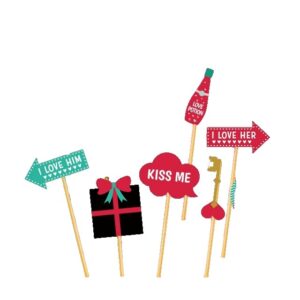 Set 12 Accesorii pentru Petrecere, , Props pentru Photo Corner, Tematica Iubire, Multicolor