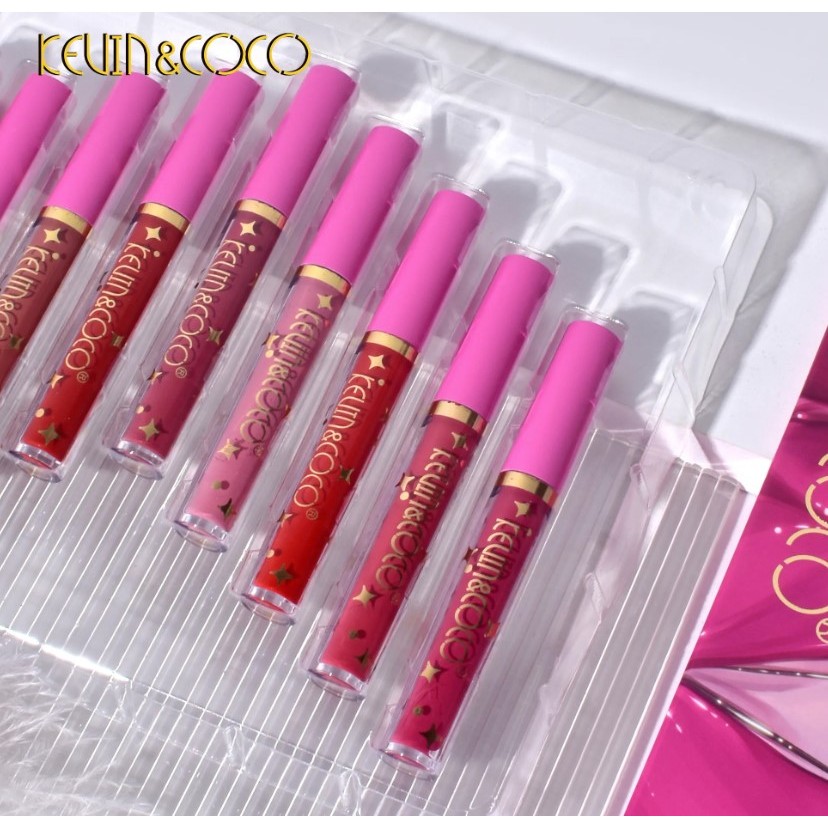 Set 12 Lip Gloss Kevin&Coco, nuante de rosu, rose, nude, cutie dreptunghiulara, 26.5x16.5x2.2 cm, 200 g, multicolor - imagine 4