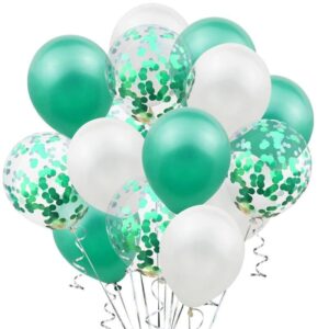 Set 15 baloane pentru petrecere, , alb/verde, 30 cm