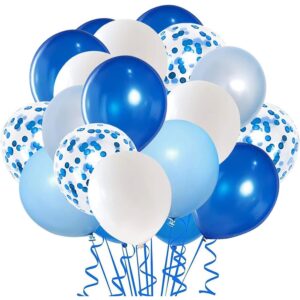 Set 16 Baloane din Latex Metalizate, , Model Party, 30 cm, Alb, Albastru, Albastru Chrome, Transparent Confetti 2.8 g