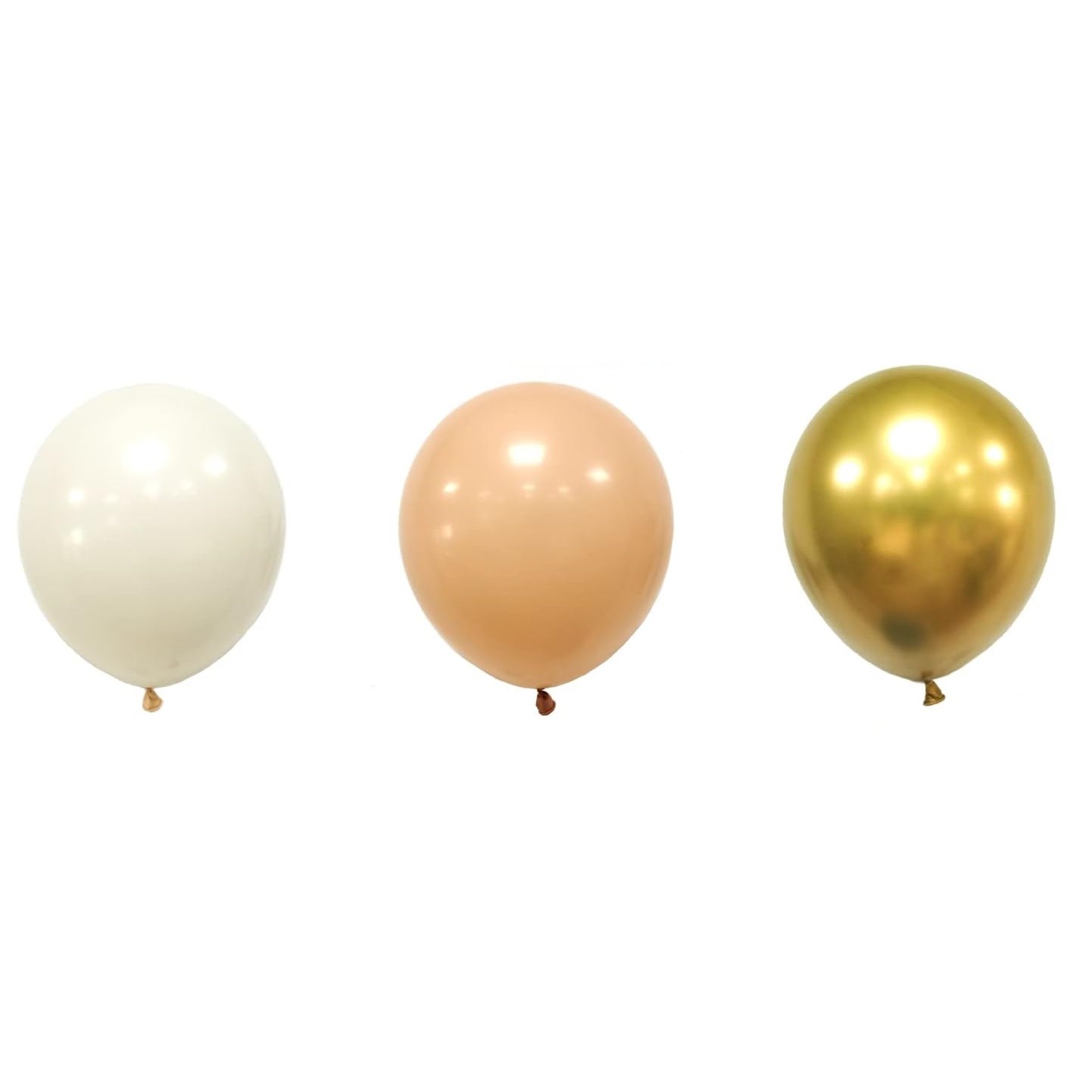 Set 16 Baloane din Latex Metalizate, , Model Party, 30 cm, Auriu, Bej Inchis si Deschis, 2.8 g - imagine 2