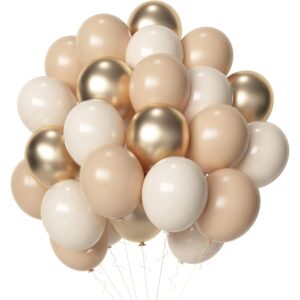 Set 16 Baloane din Latex Metalizate, , Model Party, 30 cm, Auriu, Bej Inchis si Deschis, 2.8 g