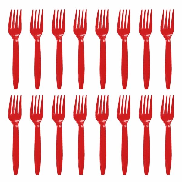 Set 16 Furculite de Unica Folosinta, , din Plastic, 15 cm, Rosu - imagine 2