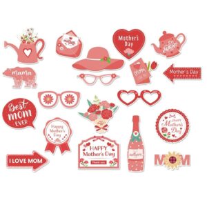 Set 18 Accesorii pentru Petrecere, , Props pentru Photo Corner, Tematica Ziua Mamei, Multicolor