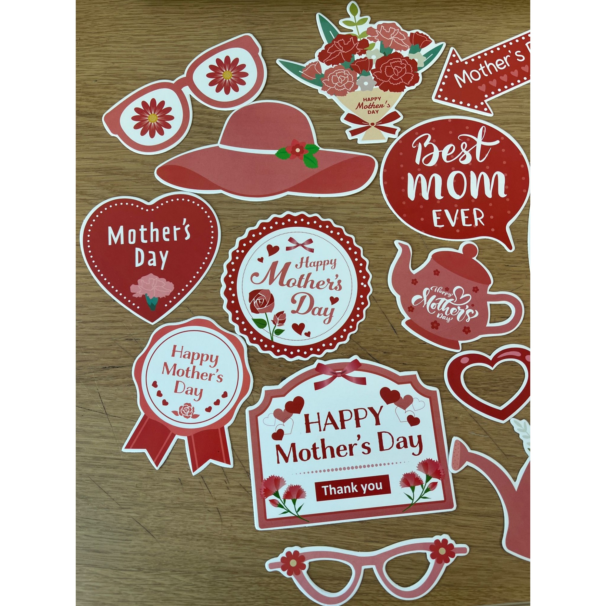 Set 18 Accesorii pentru Petrecere, , Props pentru Photo Corner, Tematica Ziua Mamei, Multicolor - imagine 2