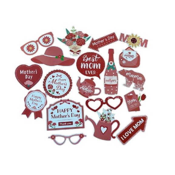 Set 18 Accesorii pentru Petrecere, , Props pentru Photo Corner, Tematica Ziua Mamei, Multicolor - imagine 4