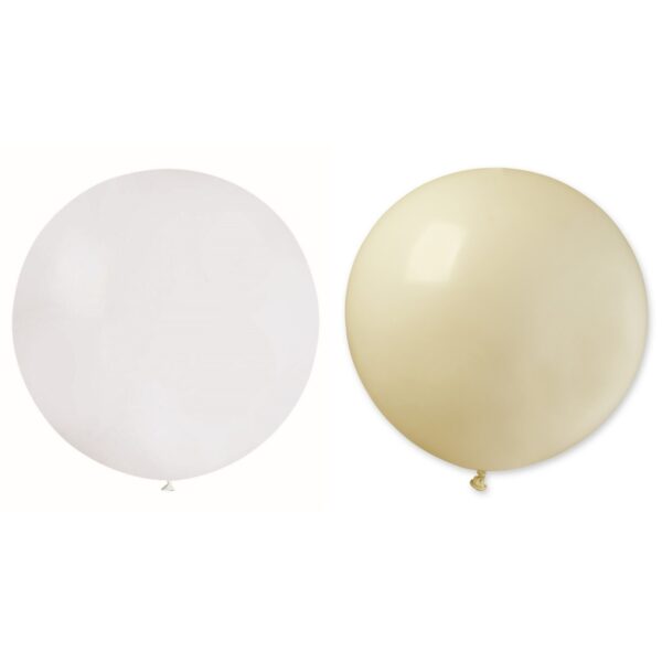 Set 2 Baloane din Latex, , Model Party Jumbo, 90 cm, Alb si Bej, 35 g - imagine 4