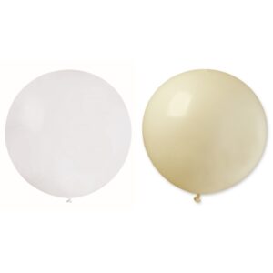 Set 2 Baloane din Latex, , Model Party Jumbo, 90 cm, Alb si Bej, 35 g