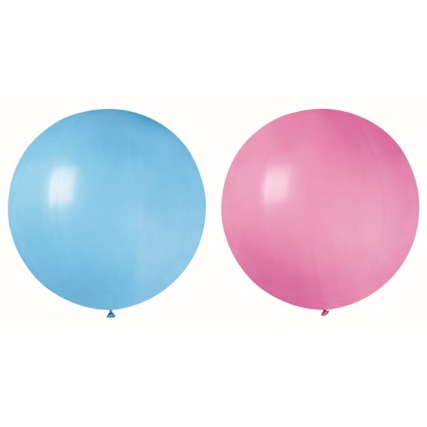 Set 2 Baloane din Latex, , Model Party Jumbo, 90 cm, Roz si Bleu, 35 g