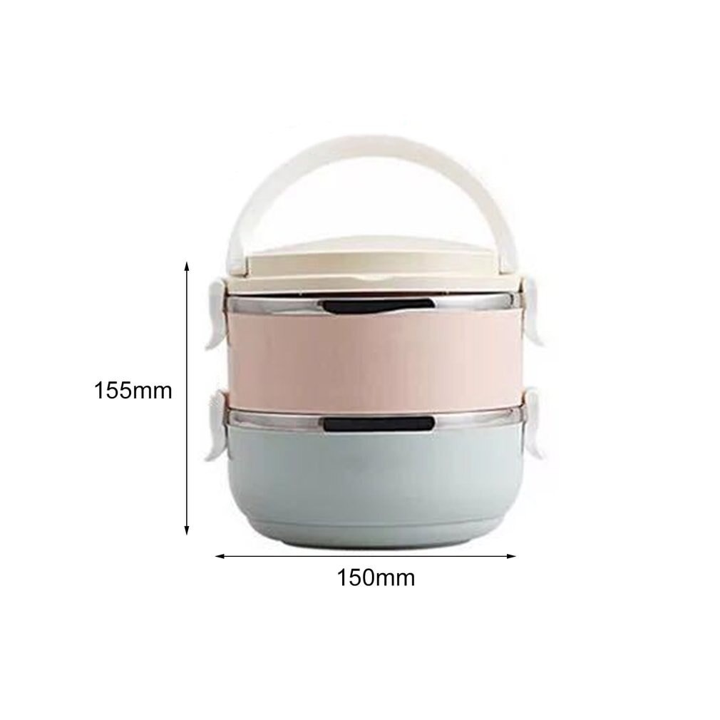 Set 2 Caserole pentru alimente , lunch box, 1400 ml, otel inoxidabil, maner, valva aerisire, 15.5 x 15 cm, inchidere etansa, multicolor - imagine 4