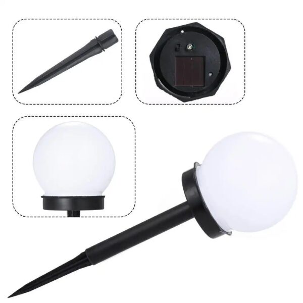 Set 2 Lampi Solare LED, , Forma Sferica, Tip Glob, Diametru 10 cm, Alb Rece - imagine 2