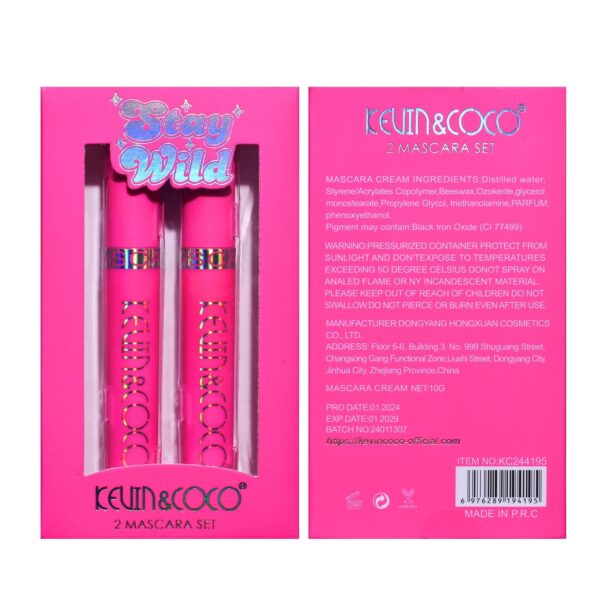 Set 2 Mascara, KEVIN & COCO, Stay Wild, 2 culori, 15.1 x 8.5 x 2.2 cm, Negru/Maro - imagine 4