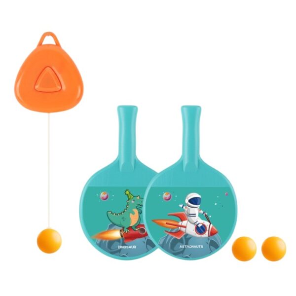 Set 2 Palete de Tenis de Masa, , pentru Copii, Design Animat, Tematica Astronauti, Accesoriu de Agatat Inclus si 2 Mingi, Albastru