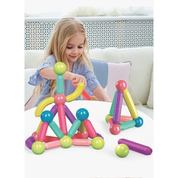 Set 25 de Piese Magnetice de Constructie, , Puzzle, Forme, 3 Ani, ABS, Magnet, 16x6x14 cm, Multicolor - imagine 4