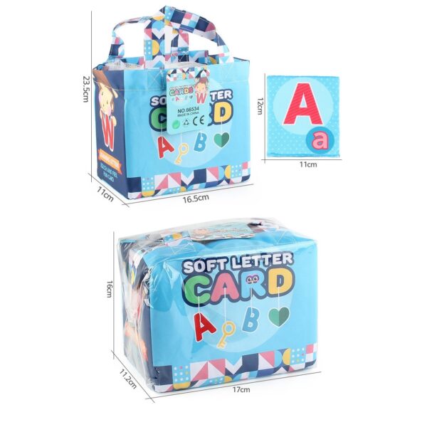 Set 26 Carduri din Panza cu Doua Fete, , Model Litere, Educational, Interactiv, Saculet Inclus, Multicolor - imagine 3