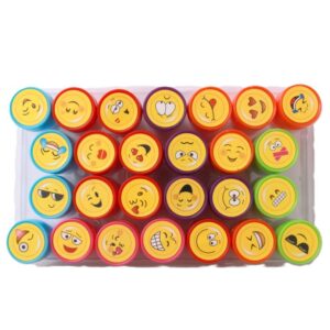 Set 26 Stampile, , pentru Copii 4-6 Ani, Model Fete Zambitoare Emoji, 20 x 10 x 2 cm, Multicolor