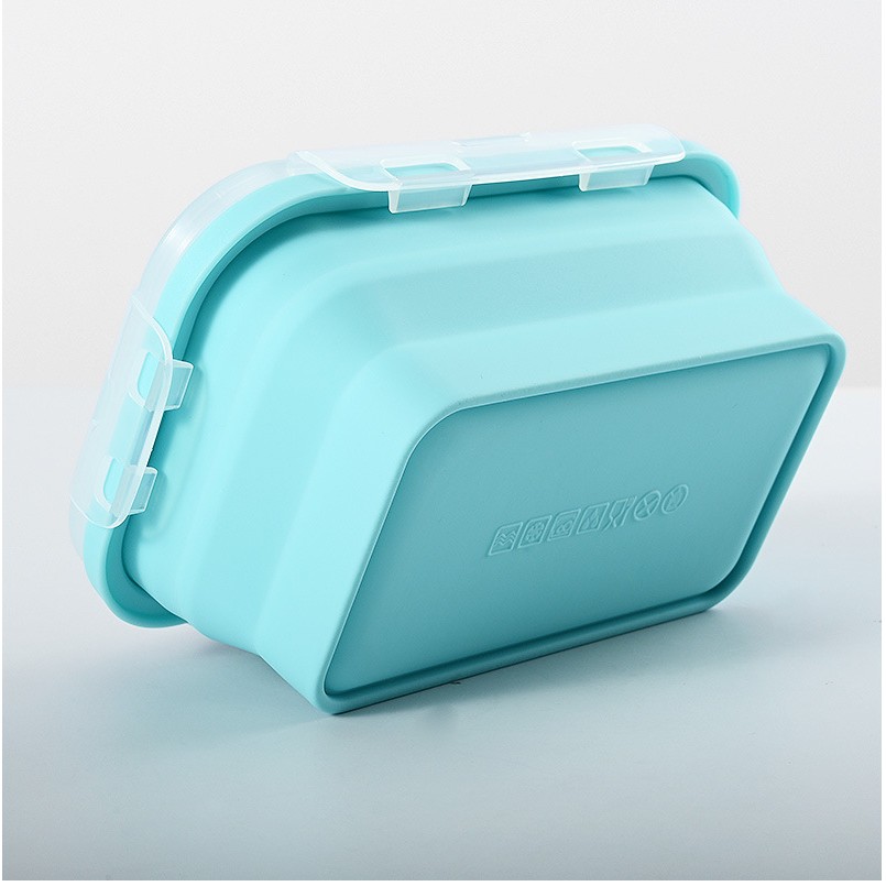 Set 3 caserole pliabile , din silicon, rezistenta la temperaturi ridicate, usor de depozitat si curatat, 350/500/800 ml, utilizare in cuptorul cu microunde, albastra - imagine 3