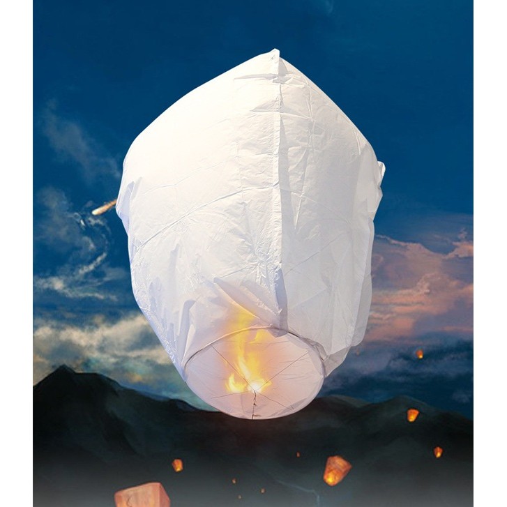 Set 3 Lampioane Zburatoare, , Hartie Biodegradabila, 82 x 45 x 31 cm, Alb - imagine 2