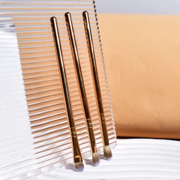 Set 3 Pensule de Machiaj, , Portabile, pentru Fard de Ochi, din Par Sintetic Moale, Auriu, 16.5x6.5x1.6 cm - imagine 4