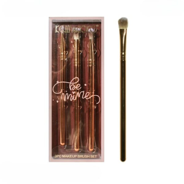 Set 3 Pensule de Machiaj, , Portabile, pentru Fard de Ochi, din Par Sintetic Moale, Auriu, 16.5x6.5x1.6 cm