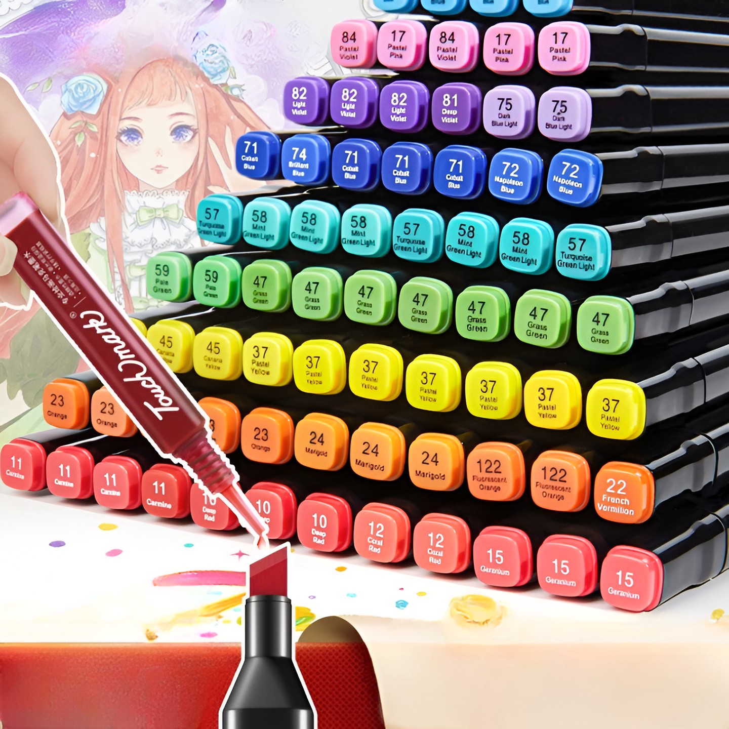 Set Cutie 36 Markere, , cu Alcool, Artist Markers, Cutie Plastic cu Maner, , Multicolor - imagine 2