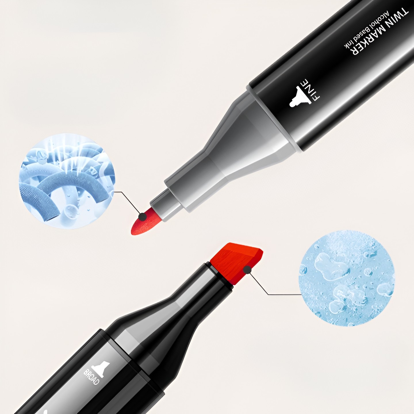 Set Cutie 36 Markere, , cu Alcool, Artist Markers, Cutie Plastic cu Maner, , Multicolor - imagine 3