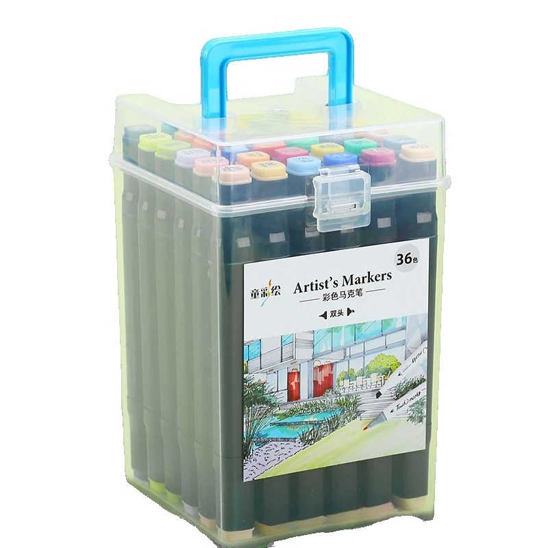 Set Cutie 36 Markere, , cu Alcool, Artist Markers, Cutie Plastic cu Maner, , Multicolor