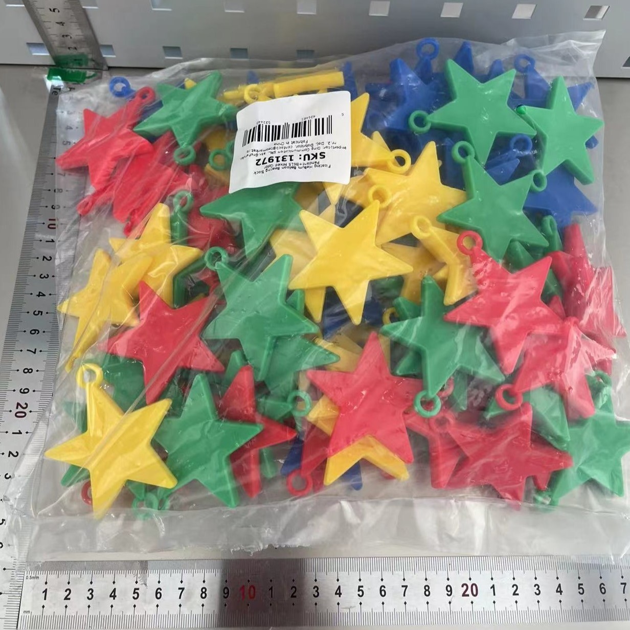 Set 4 Greutati pentru Baloanele cu Heliu, , 32 grame, 8 grame Fiecare, Plastic, Forma Stelute, Multicolor - imagine 2