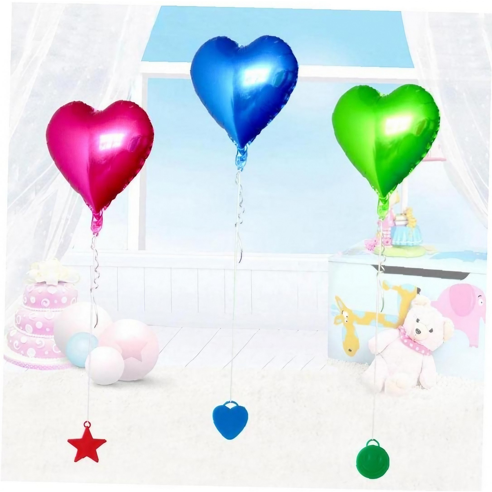 Set 4 Greutati pentru Baloanele cu Heliu, , 32 grame, 8 grame Fiecare, Plastic, Forma Stelute, Multicolor - imagine 3