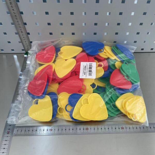 Set 4 Greutati pentru Baloanele cu Heliu, , 60 grame, 15 grame fiecare, Plastic, Forma Inima, Multicolor - imagine 2