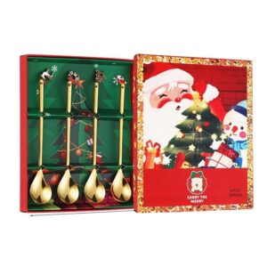 Set 4 Lingurite, , Tema Craciun, Model Carry The Merry, 4 Modele Tip Pandantiv, din Otel Inoxidabil, 19 x 16 x 2 cm, Multicolor
