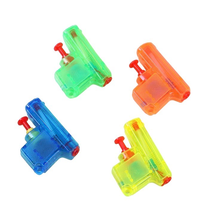 Set 4 Mini Pistoale cu ​​Apa, , Jucarii de Vara, pentru Copii, 4 Culori Transparente Random