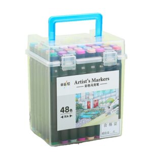 Set Cutie 48 Markere, , cu Alcool, Artist Markers, Cutie Plastic cu Maner, , Multicolor