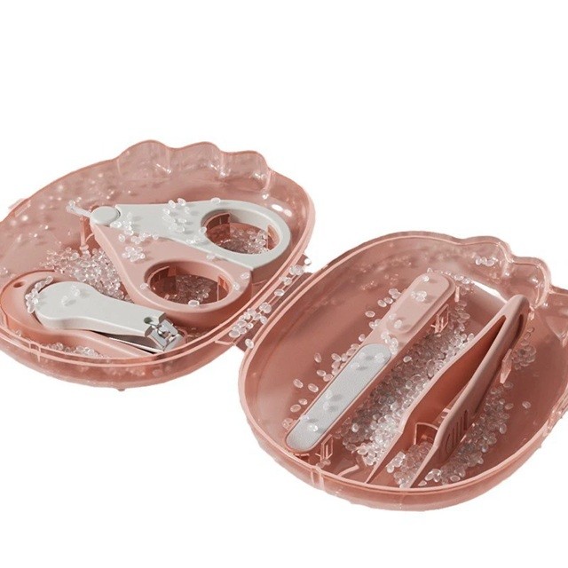 Set 4in1 de Ingrijire Unghii pentru Bebelusi, , Cutie de Depozitare Dinozaur Transparent, 0-6 Ani, 11.5 x 9 x 3 cm, Roz - imagine 4
