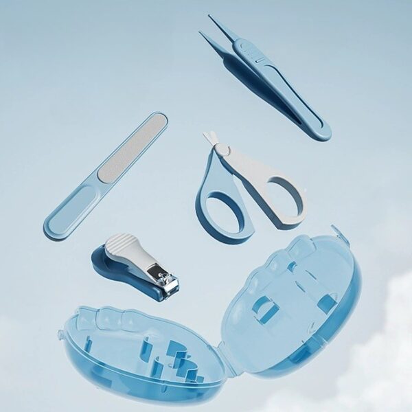 Set 4in1 de Ingrijire Unghii pentru Bebelusi, , Cutie de Depozitare Dinozaur Transparent, 0-6 Ani, 11.5 x 9 x 3 cm, Albastru - imagine 2