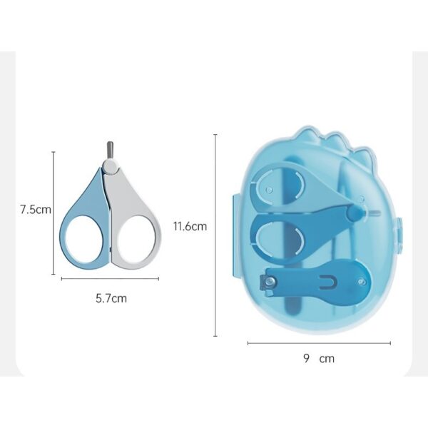 Set 4in1 de Ingrijire Unghii pentru Bebelusi, , Cutie de Depozitare Dinozaur Transparent, 0-6 Ani, 11.5 x 9 x 3 cm, Albastru - imagine 3