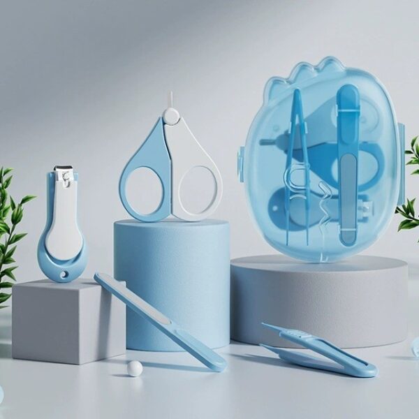 Set 4in1 de Ingrijire Unghii pentru Bebelusi, , Cutie de Depozitare Dinozaur Transparent, 0-6 Ani, 11.5 x 9 x 3 cm, Albastru - imagine 4