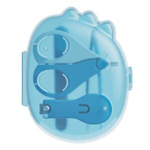 Set 4in1 de Ingrijire Unghii pentru Bebelusi, , Cutie de Depozitare Dinozaur Transparent, 0-6 Ani, 11.5 x 9 x 3 cm, Albastru